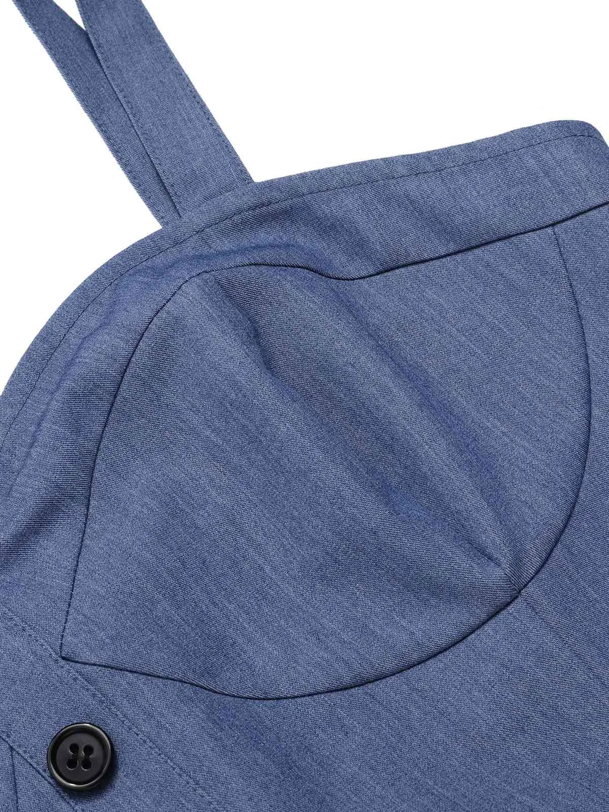 Blue 1960s Polka Dots Spaghetti Straps Romper sold by Retro Stage product image thumbnail 5