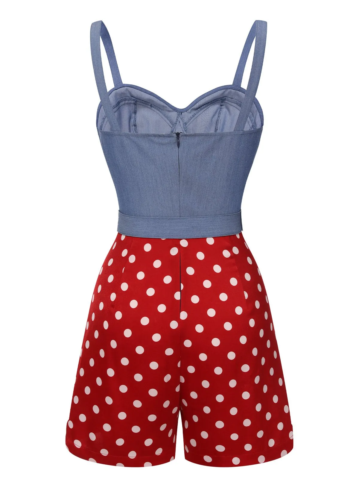 Blue 1960s Polka Dots Spaghetti Straps Romper sold by Retro Stage product image thumbnail 4