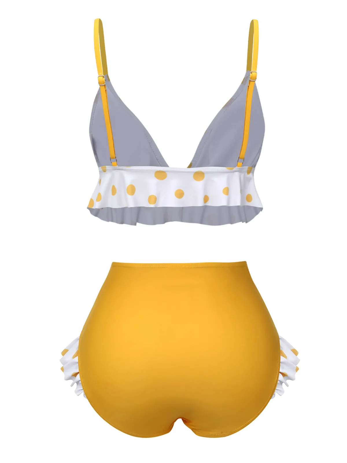 Yellow 1940s Polka Dot Ruffle Swimsuit sold by Retro Stage product image thumbnail 4