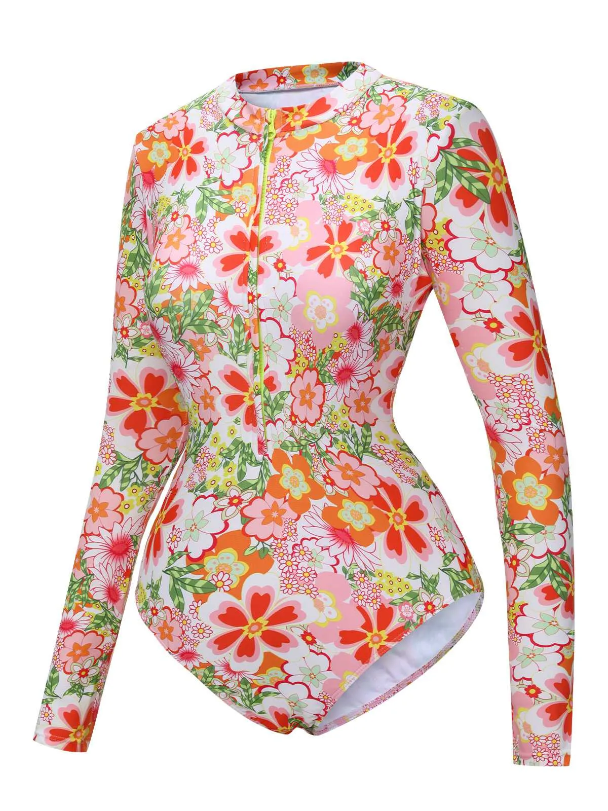 1970s Colorful Floral Print One-Piece Swimsuit sold by Retro Stage product image thumbnail 2