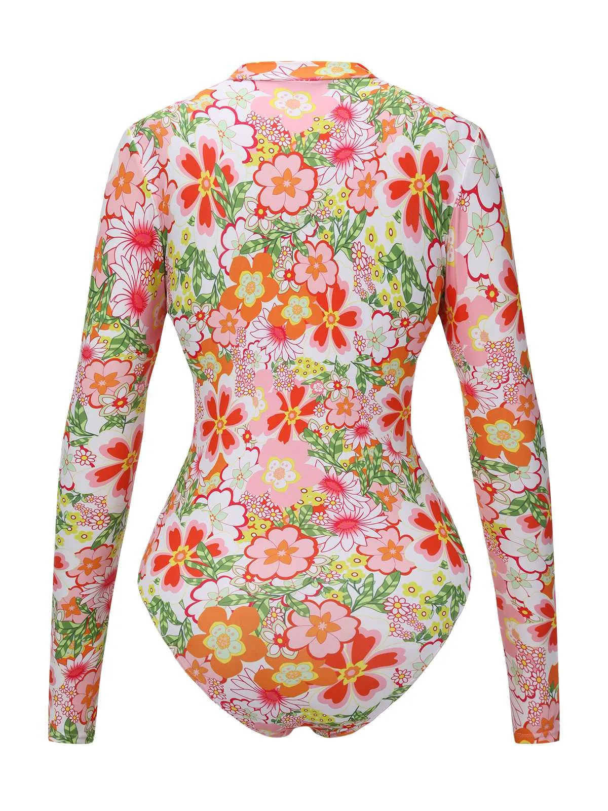 1970s Colorful Floral Print One-Piece Swimsuit sold by Retro Stage product image thumbnail 3