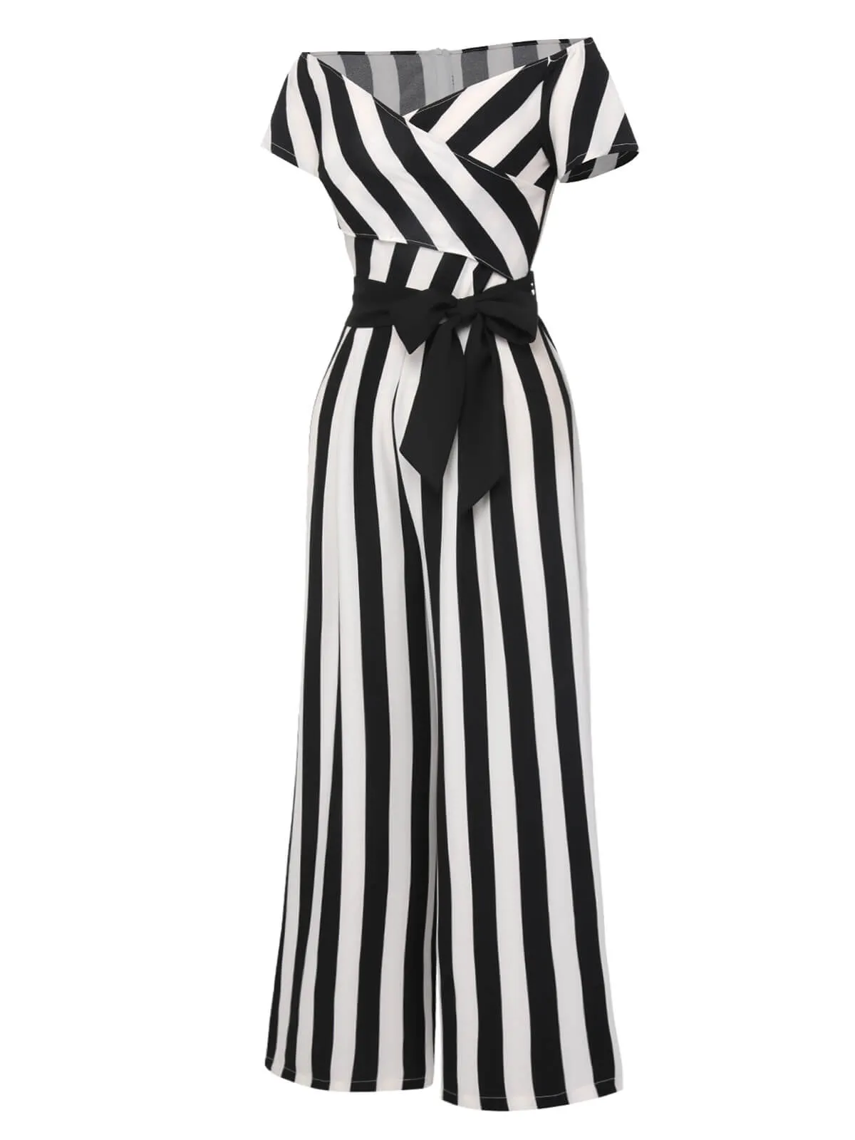 1960s Off-Shoulder Wide Stripe Jumpsuit sold by Retro Stage product image thumbnail 3