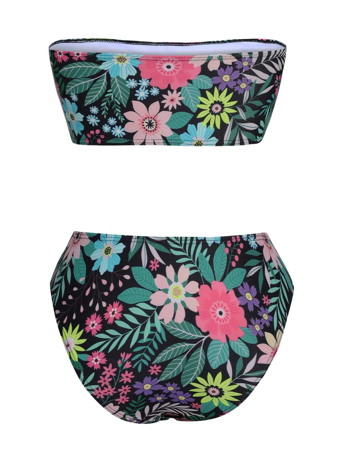 Black 1950s Bandeau Floral Swimsuit sold by Retro Stage product image thumbnail 3