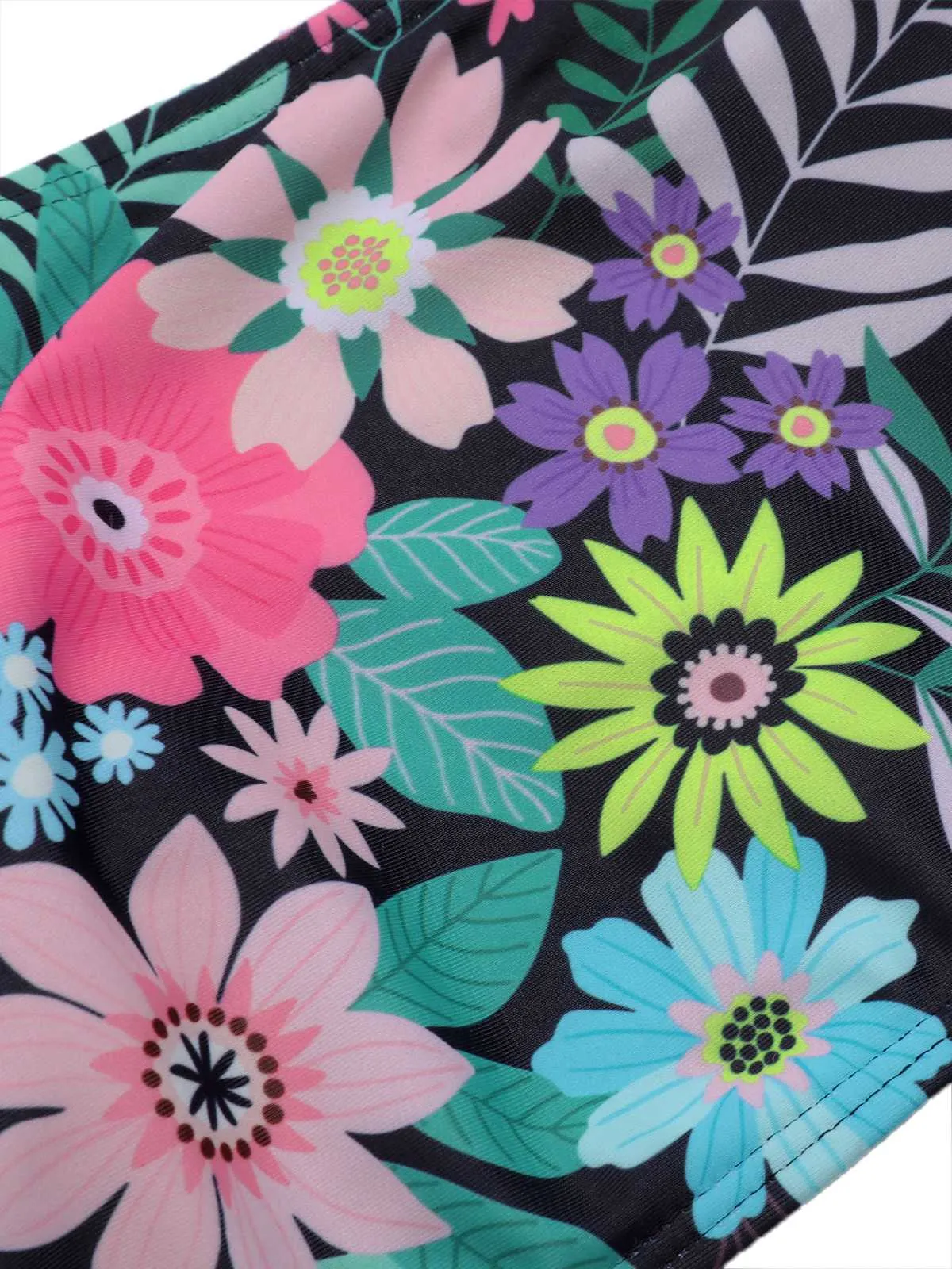 Black 1950s Bandeau Floral Swimsuit sold by Retro Stage product image thumbnail 4