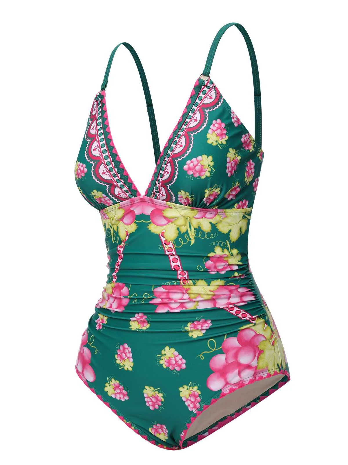 1950s Deep V Grape One-Piece Swimsuit sold by Retro Stage product image thumbnail 2