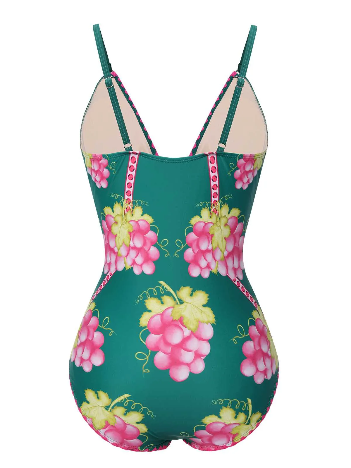 1950s Deep V Grape One-Piece Swimsuit sold by Retro Stage product image thumbnail 3