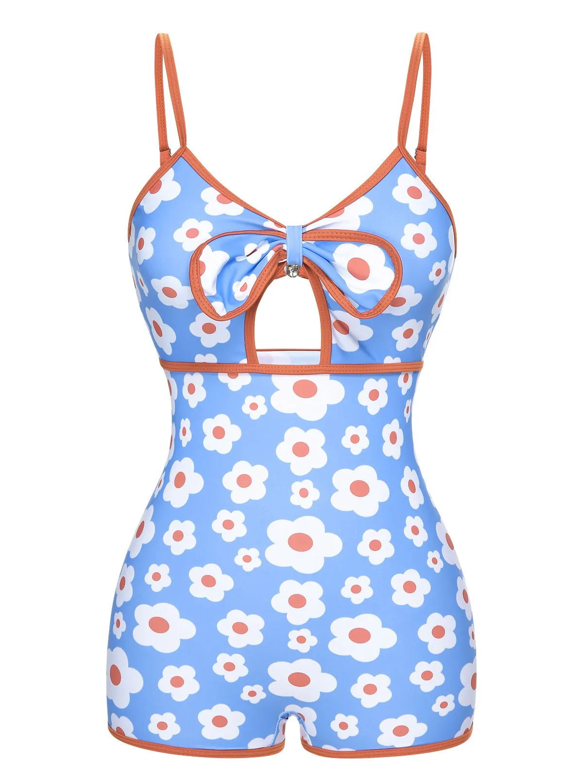 1930s Spaghetti Straps Cartoon Flowers Boxer Swimsuit sold by Retro Stage