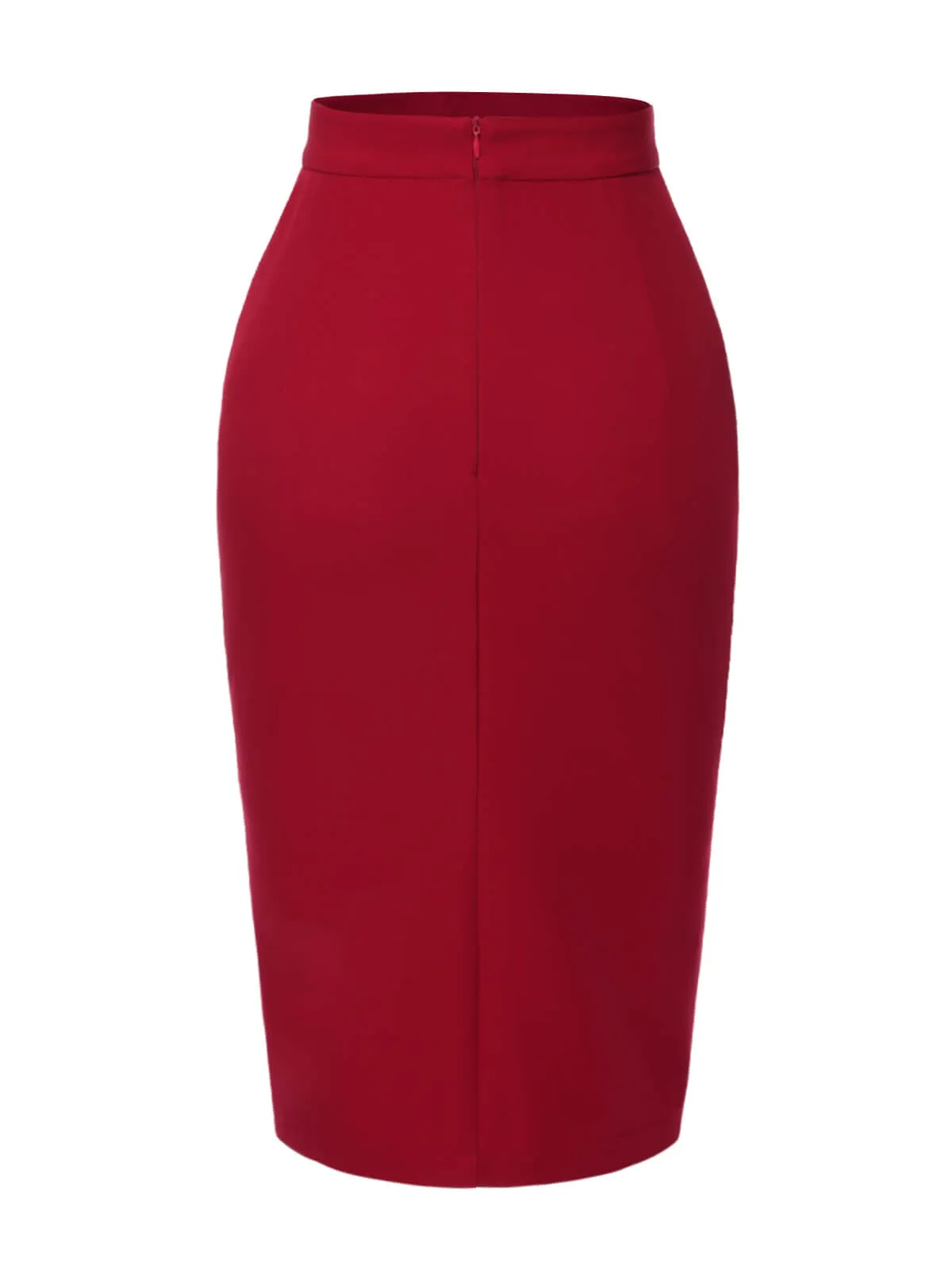 Red 1940s Pleated Button Pencil Skirt sold by Retro Stage product image thumbnail 3