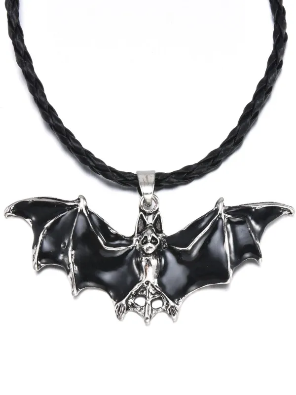 Black Retro Halloween Bat Necklace sold by Retro Stage