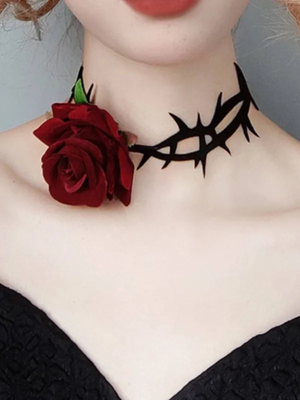 Retro Rose Flannel Flower Velvet-Necklace made by Retro Stage