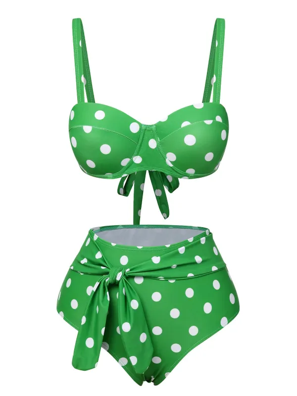 Vintage 1950s Polka Dots Strap Swimsuit sold by Retro Stage