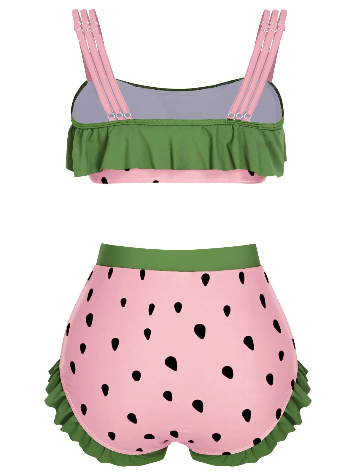 Pink 1950s Strawberry Ruffle Strap Swimsuit sold by Retro Stage product image thumbnail 2