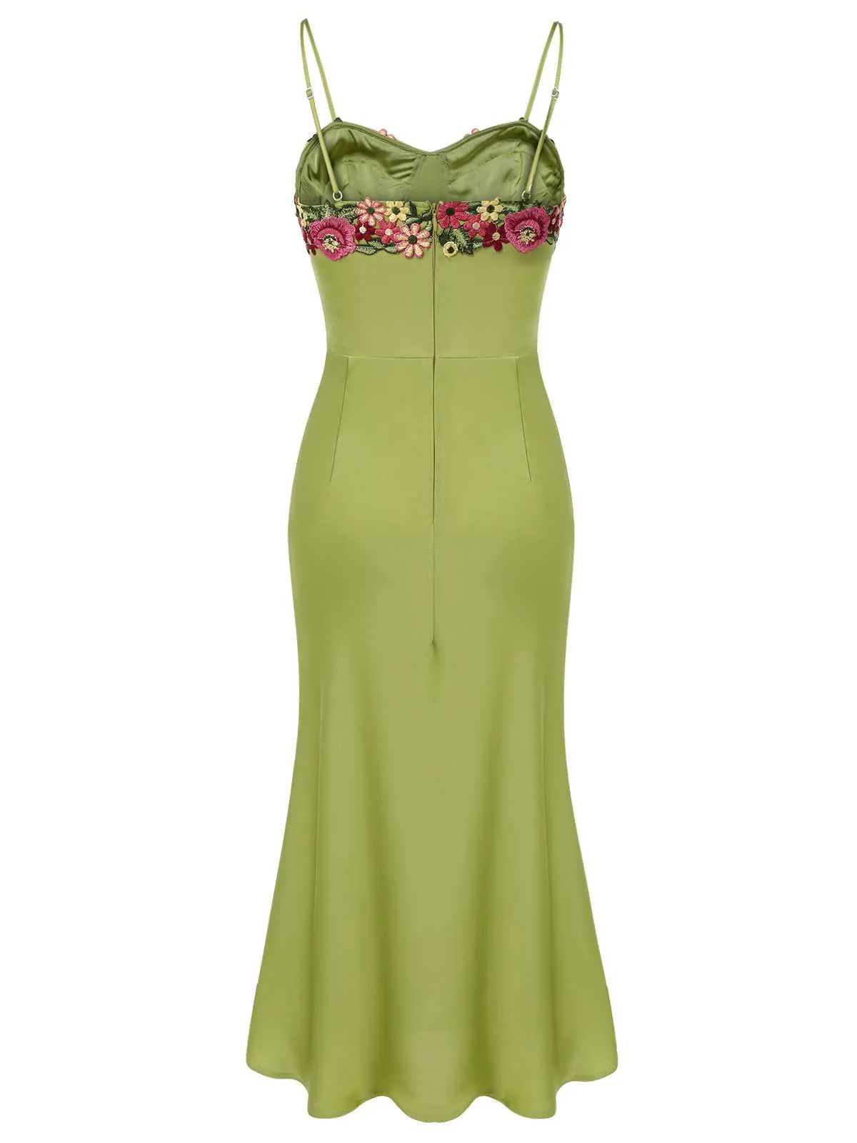 Green 1960s Spaghetti Strap 3D Floral Dress sold by Retro Stage product image thumbnail 5