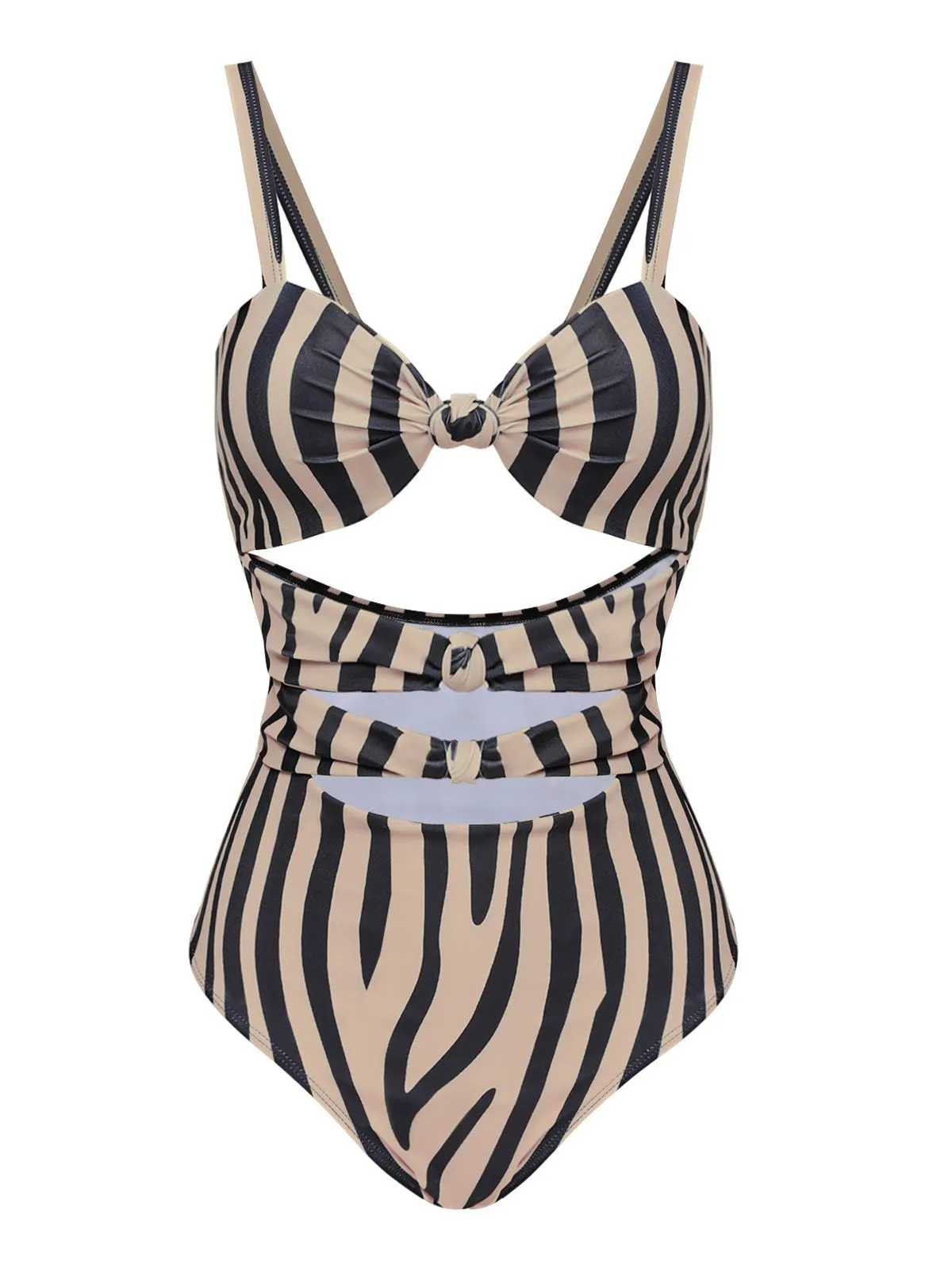 Brown Zebra Print Cutout One-Piece Swimsuit sold by Retro Stage product image thumbnail 2
