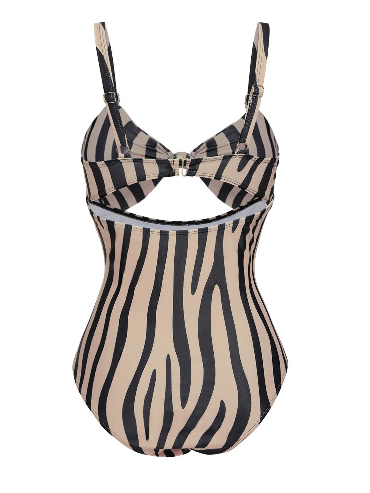 Brown Zebra Print Cutout One-Piece Swimsuit sold by Retro Stage product image thumbnail 3