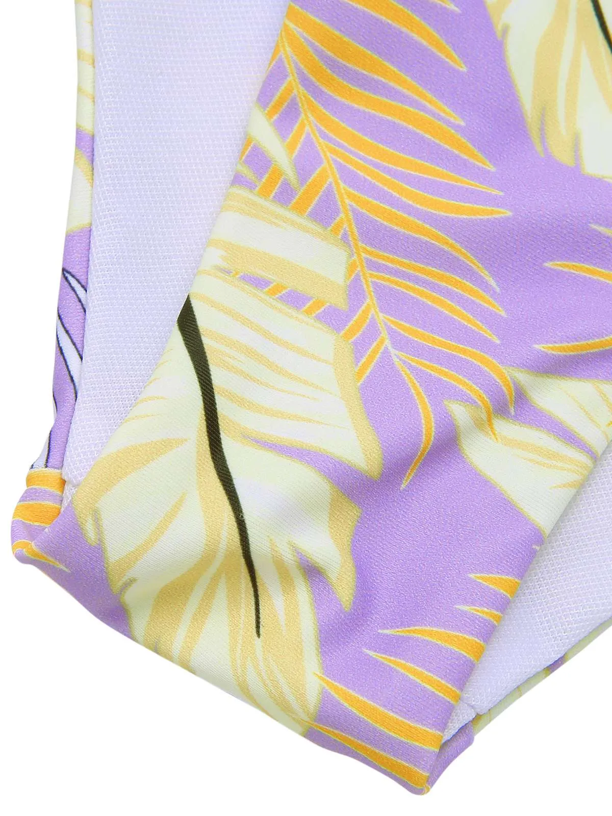 Yellow 1960s Plant Prints Halter Bow Swimsuit sold by Retro Stage product image thumbnail 4