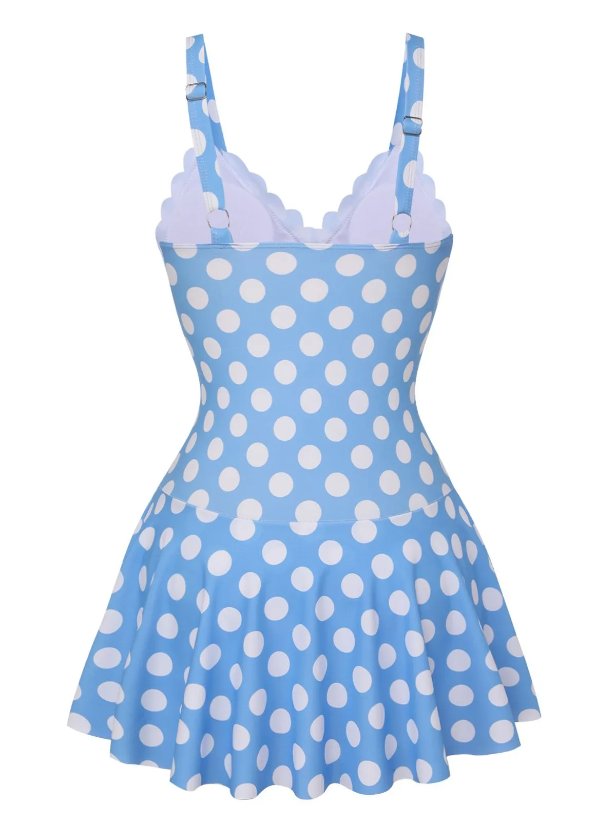 Blue 1960s Polka Dot Petal Neck Swimsuit sold by Retro Stage product image thumbnail 5