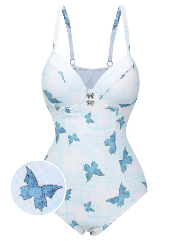Multicolor 1970s Butterfly Bow Strap Swimsuit sold by Retro Stage