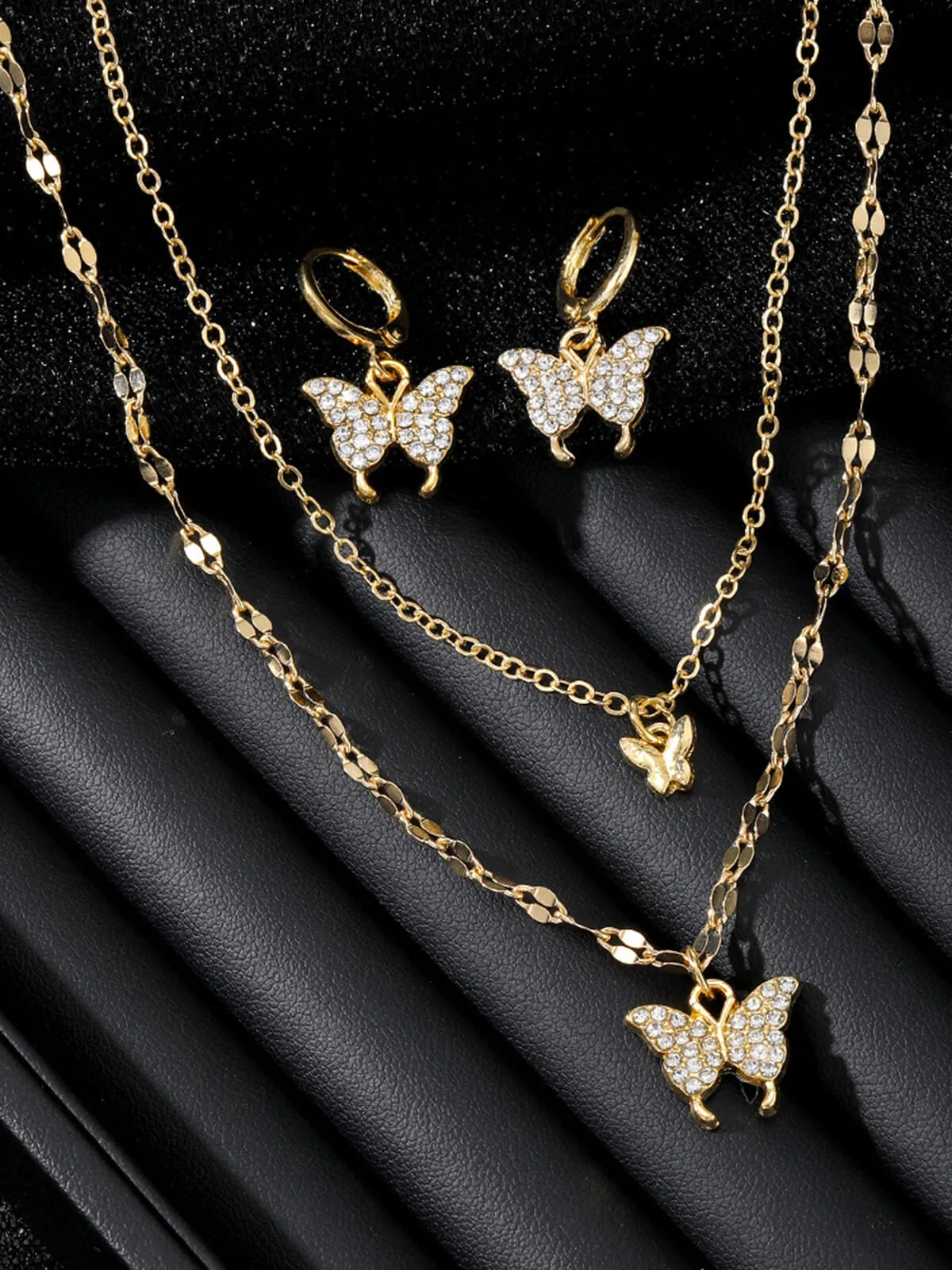 Butterfly Rhinestone Necklace & Earring Set sold by Retro Stage product image thumbnail 5