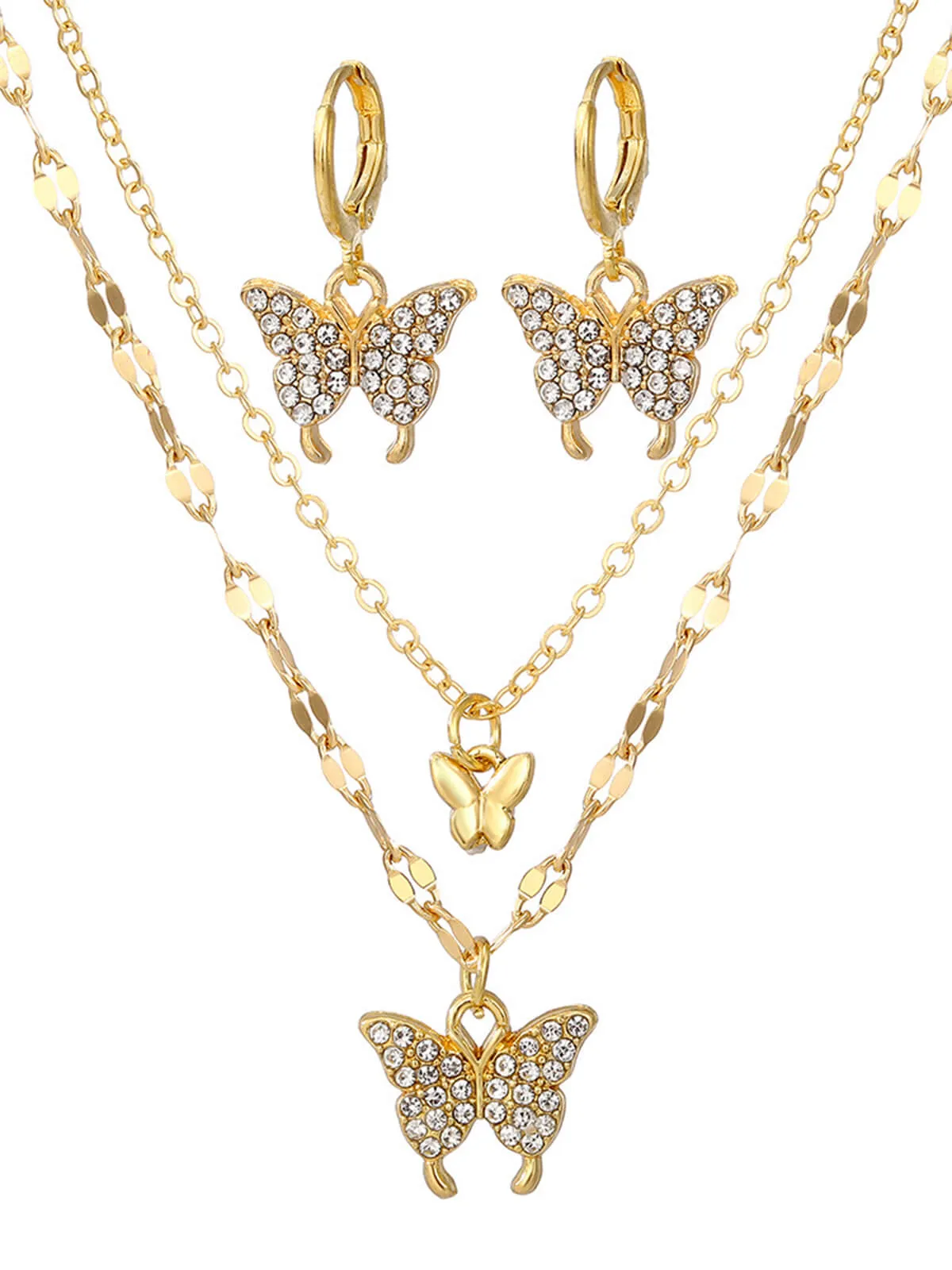 Butterfly Rhinestone Necklace & Earring Set sold by Retro Stage product image thumbnail 2