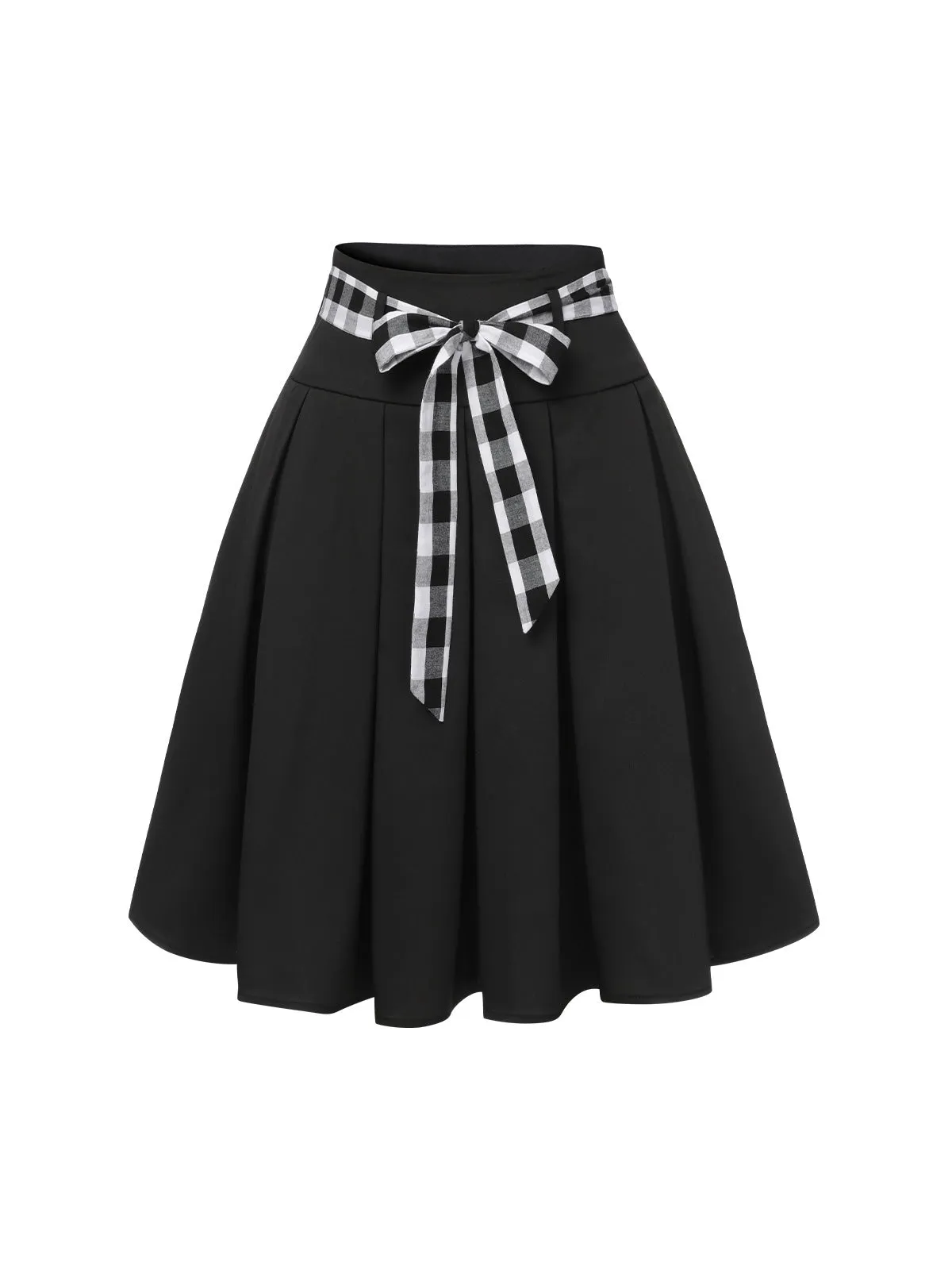 Black 1950s Solid Umbrella Skirt with Belt sold by Retro Stage product image thumbnail 2