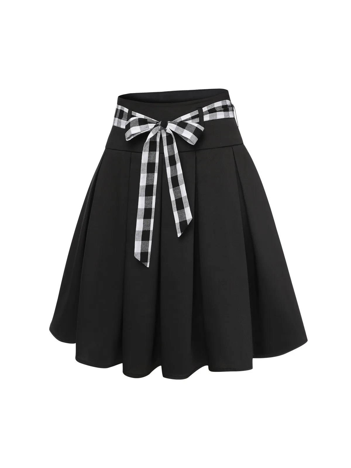 Black 1950s Solid Umbrella Skirt with Belt sold by Retro Stage product image thumbnail 3