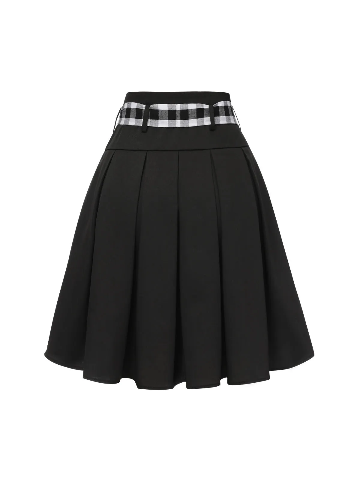 Black 1950s Solid Umbrella Skirt with Belt sold by Retro Stage product image thumbnail 4