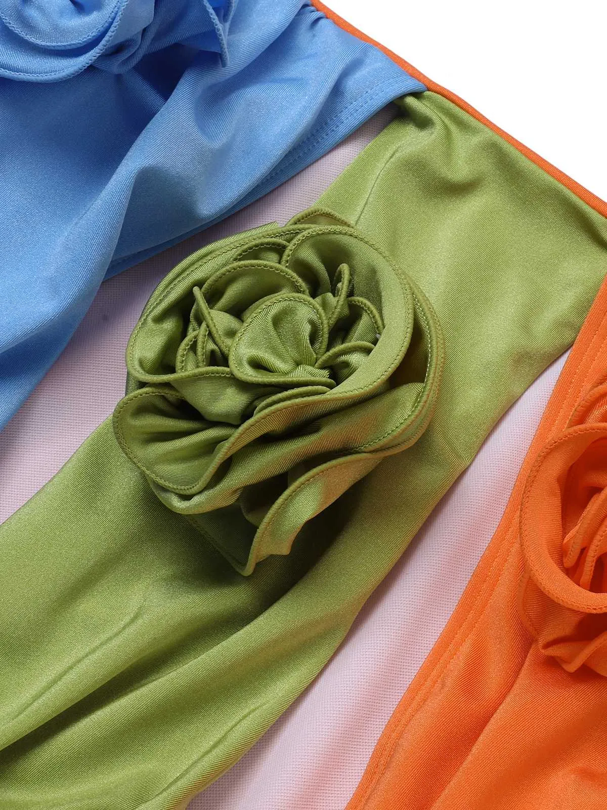 1930s Spaghetti Strap Contrast 3D Flower One-Piece Swimsuit sold by Retro Stage product image thumbnail 5