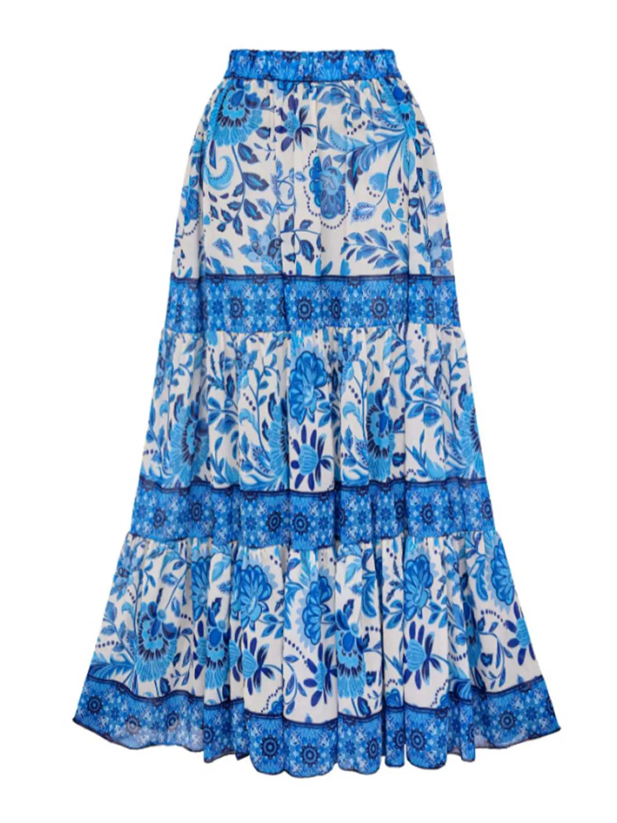 2PCS Blue 1950s One-Shoulder Print Swimsuit & Cover-Up sold by Retro Stage product image thumbnail 5