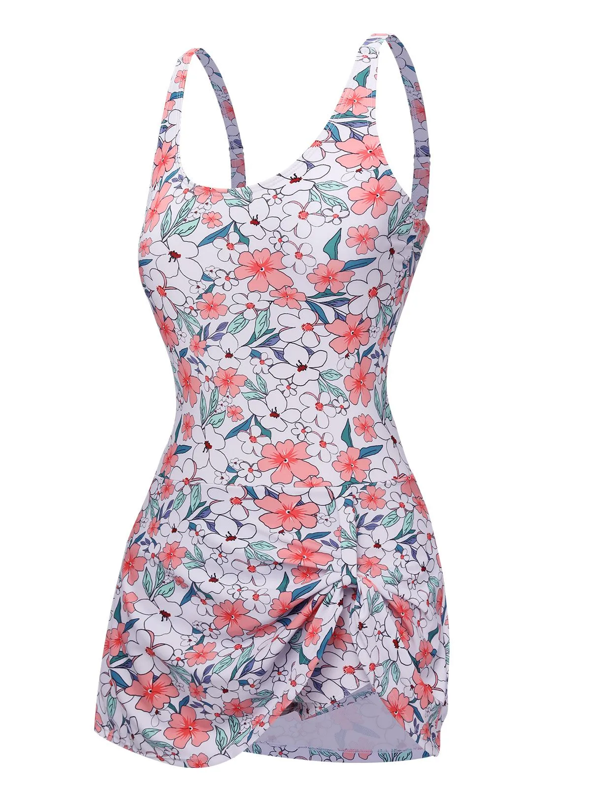 White 1930s Floral Wide Strap Swimsuit sold by Retro Stage product image thumbnail 2