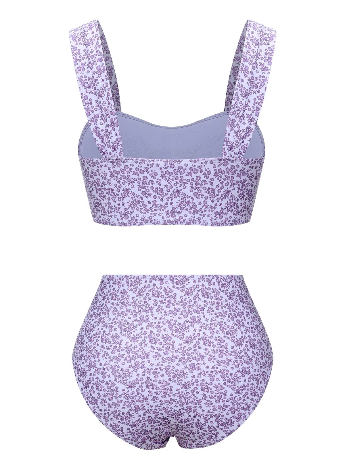 Lavender 1950s Floral Wide Strap Swimsuit sold by Retro Stage product image thumbnail 3