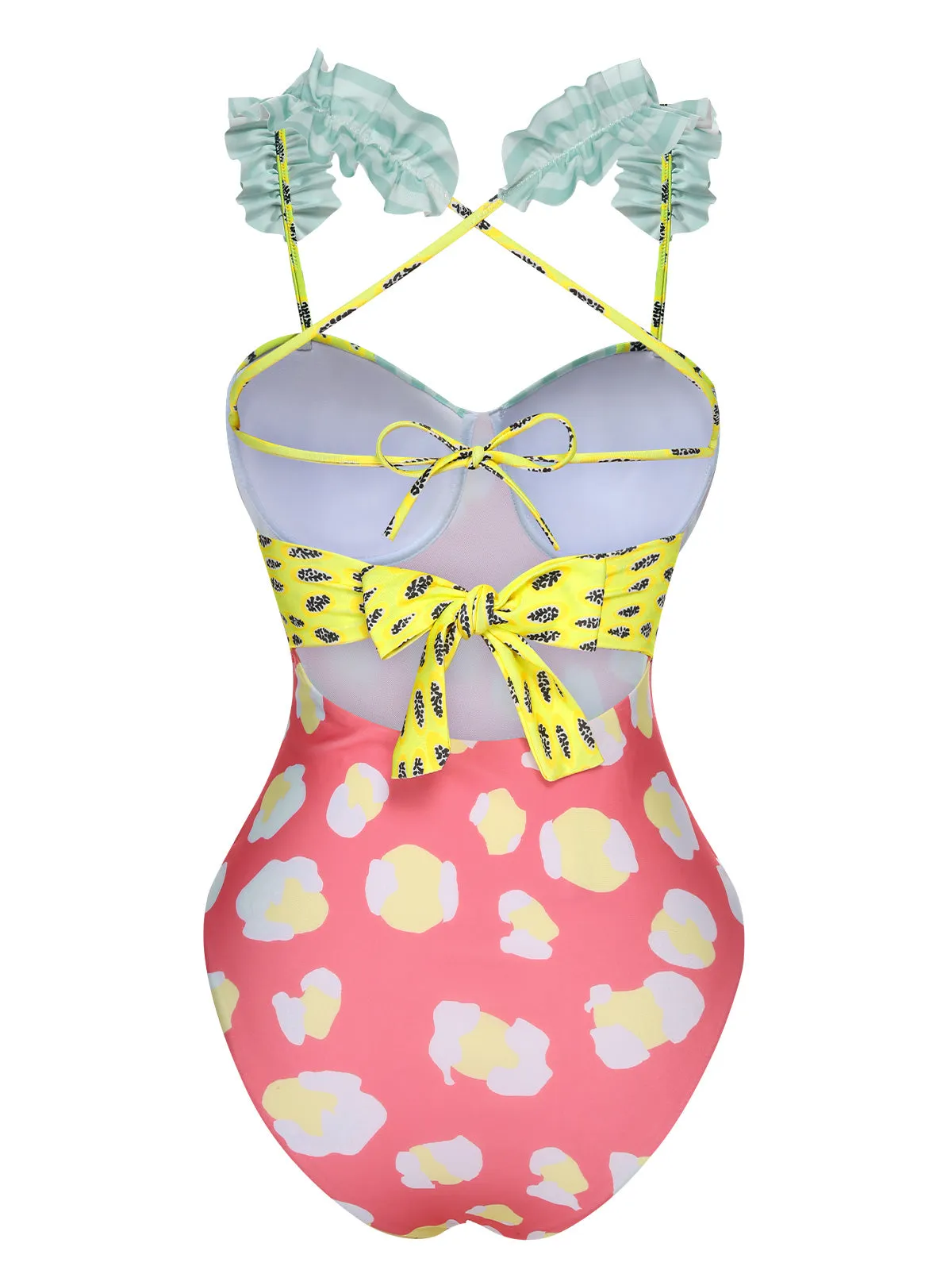 Multicolor 1950s Cartoon Patchwork Swimsuit sold by Retro Stage product image thumbnail 3