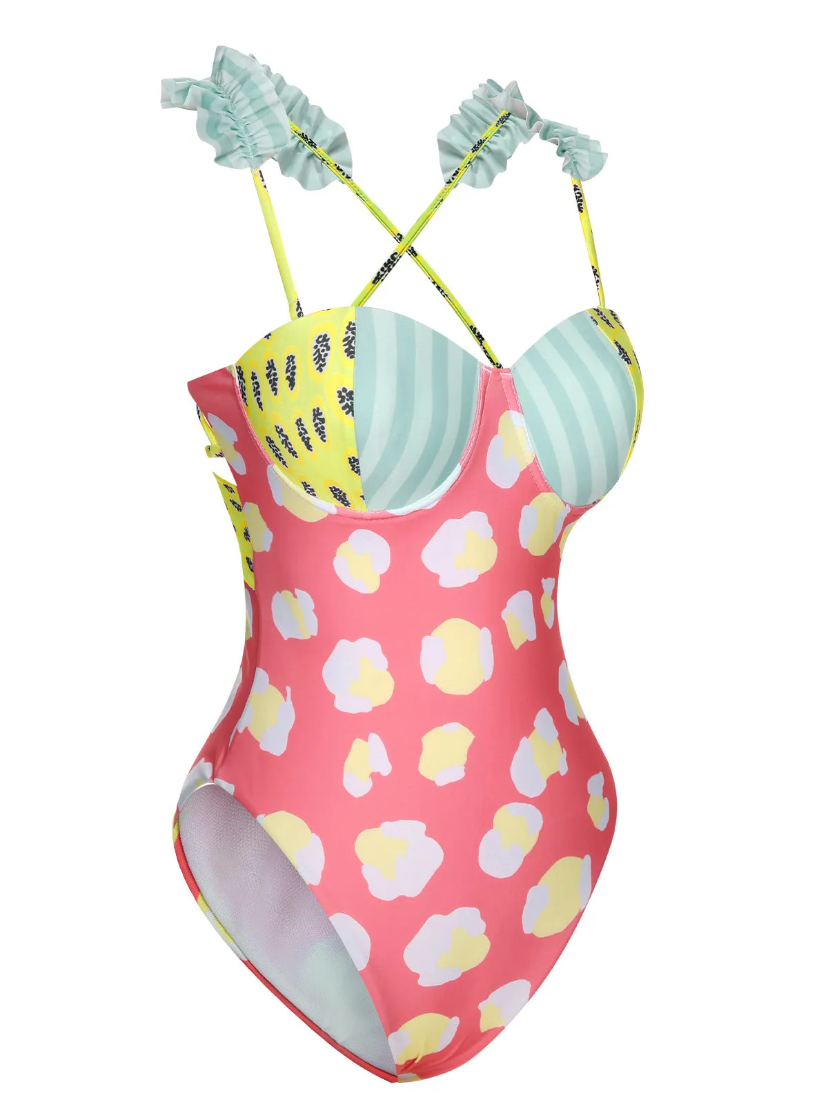 Multicolor 1950s Cartoon Patchwork Swimsuit sold by Retro Stage product image thumbnail 2