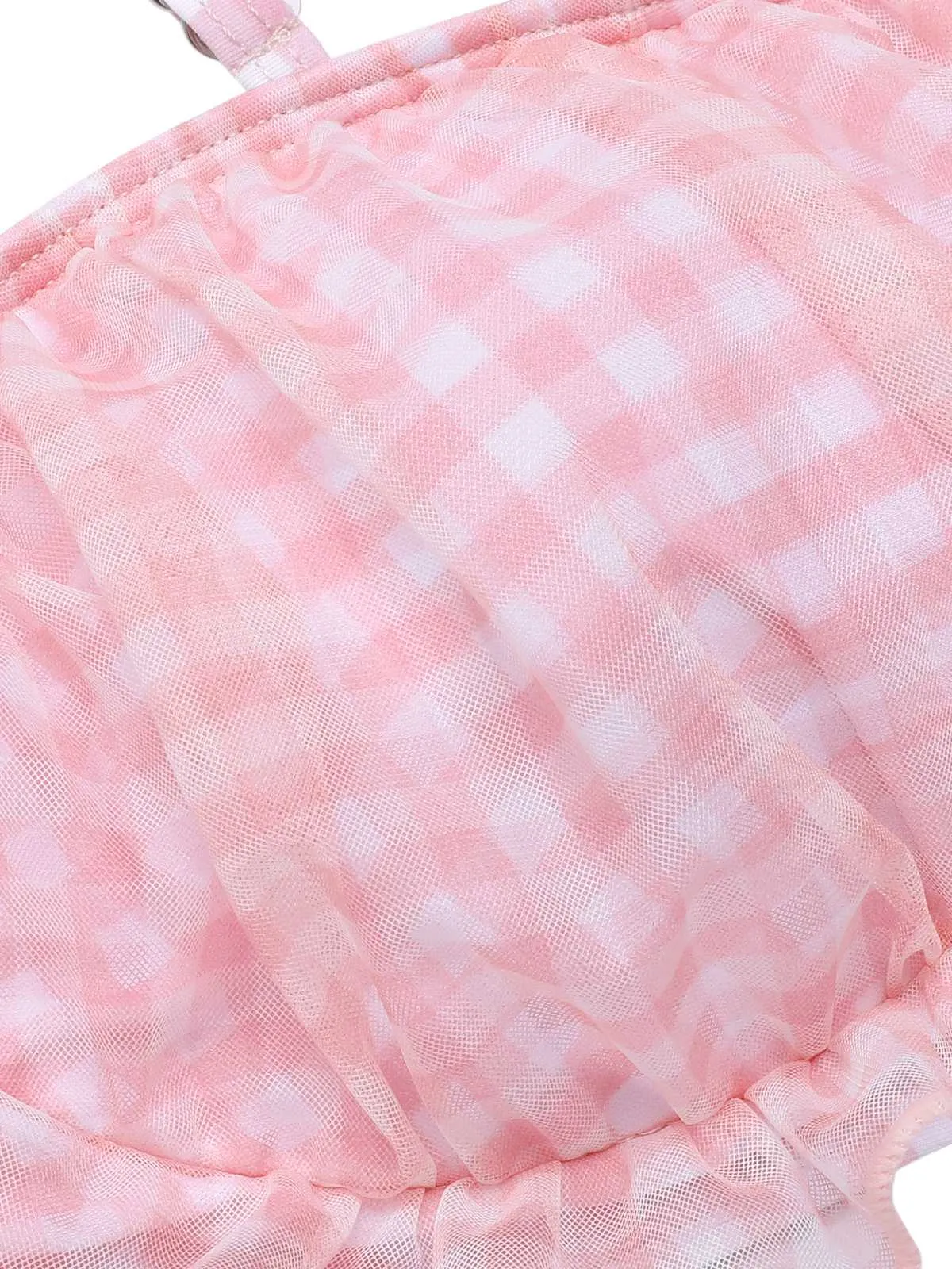 Pink 1940s Spaghetti Strap Mesh Plaids Swimsuit sold by Retro Stage product image thumbnail 5