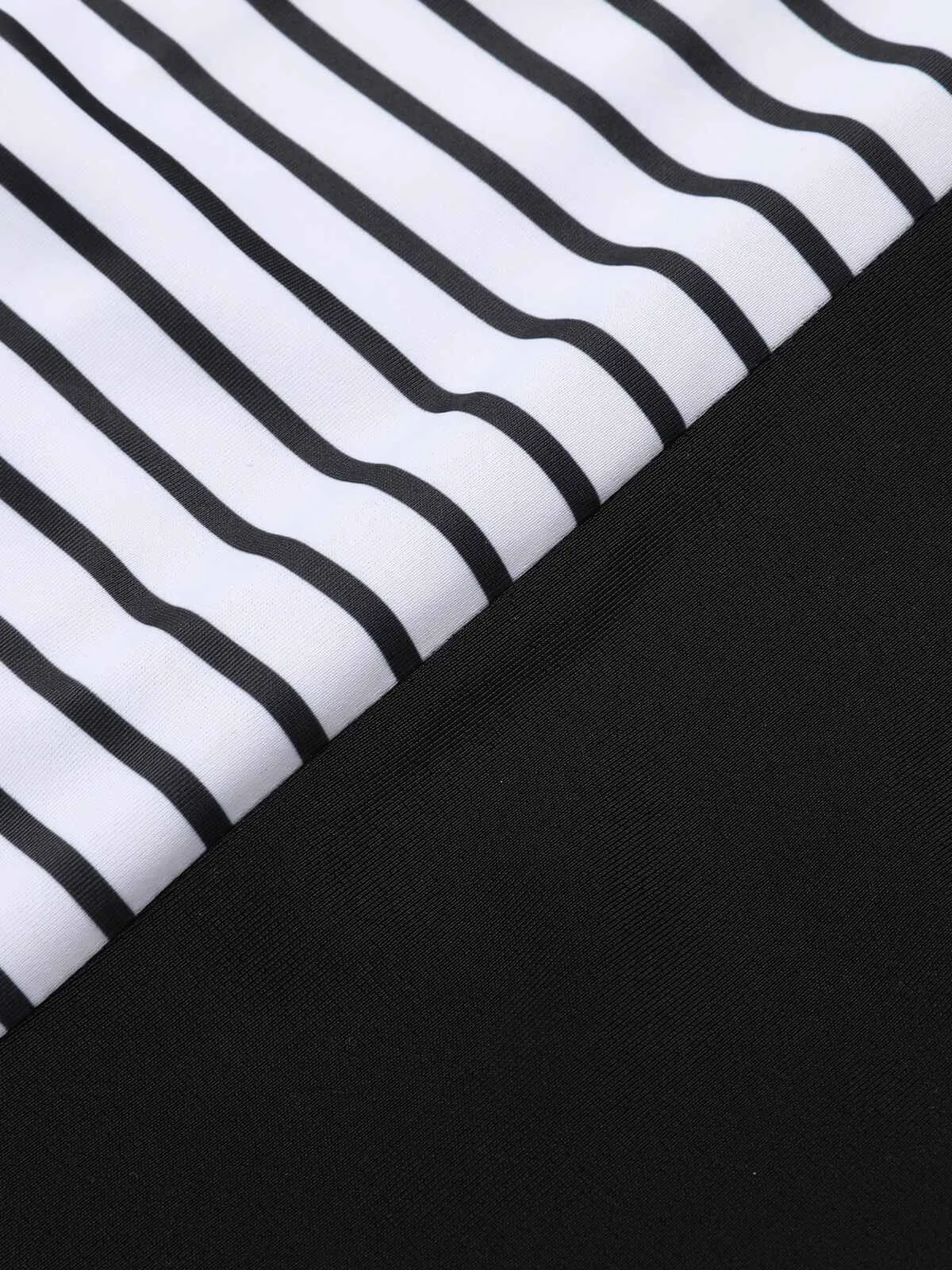 Black 1950s Deep V-Neck Stripe Swimsuit sold by Retro Stage product image thumbnail 4