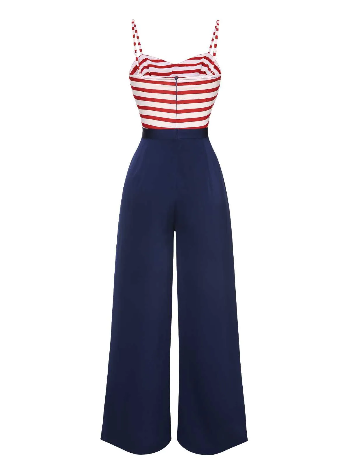 Dark Blue 1930s Spaghetti Strap Stripes Jumpsuit sold by Retro Stage product image thumbnail 4
