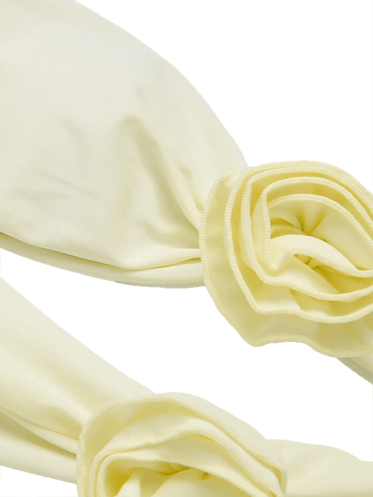 White 1930S 3D Flowers Hollow Bandeau Swimsuit sold by Retro Stage product image thumbnail 4