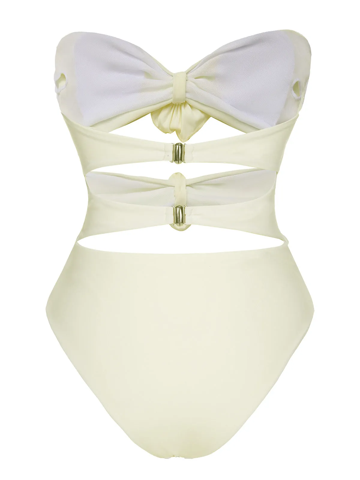 White 1930S 3D Flowers Hollow Bandeau Swimsuit sold by Retro Stage product image thumbnail 3