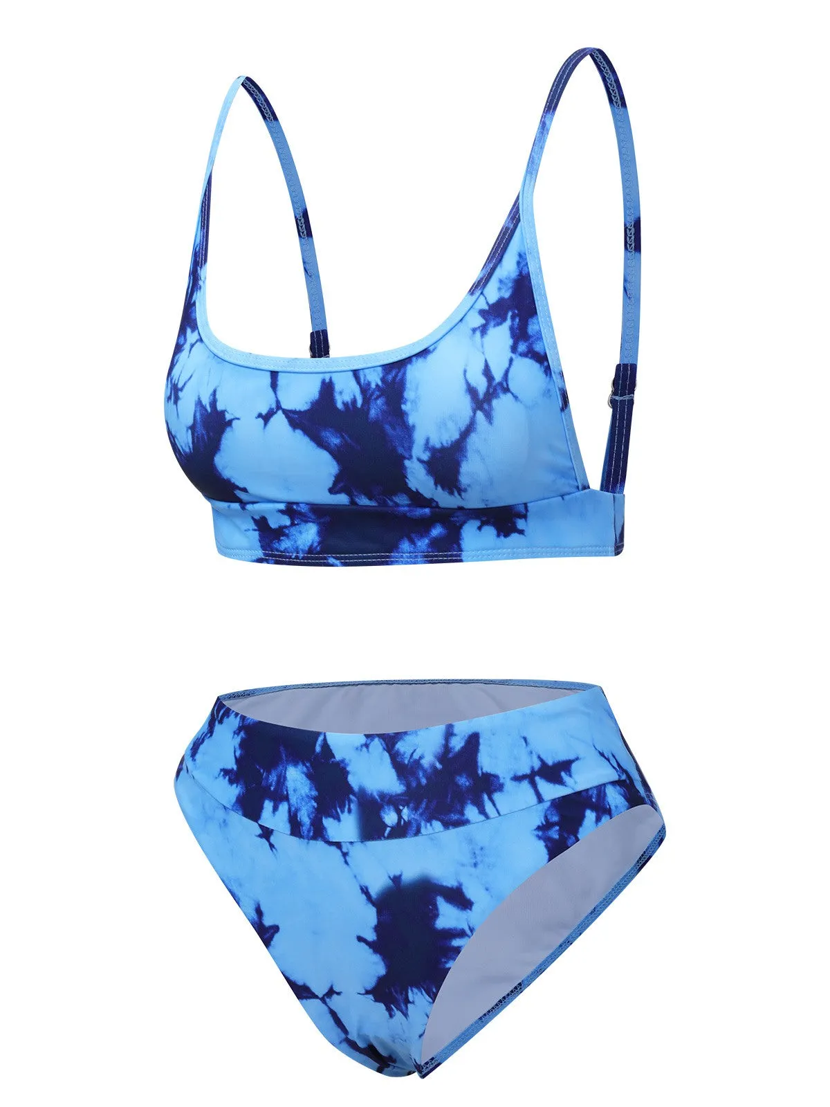 Blue 1950s Tie-Dye Spaghetti Straps Swimsuit sold by Retro Stage product image thumbnail 2
