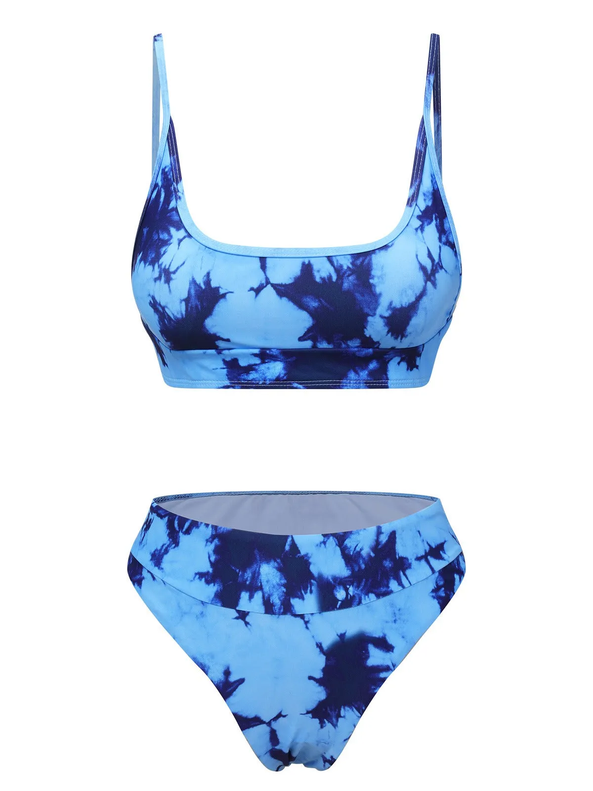 Blue 1950s Tie-Dye Spaghetti Straps Swimsuit sold by Retro Stage