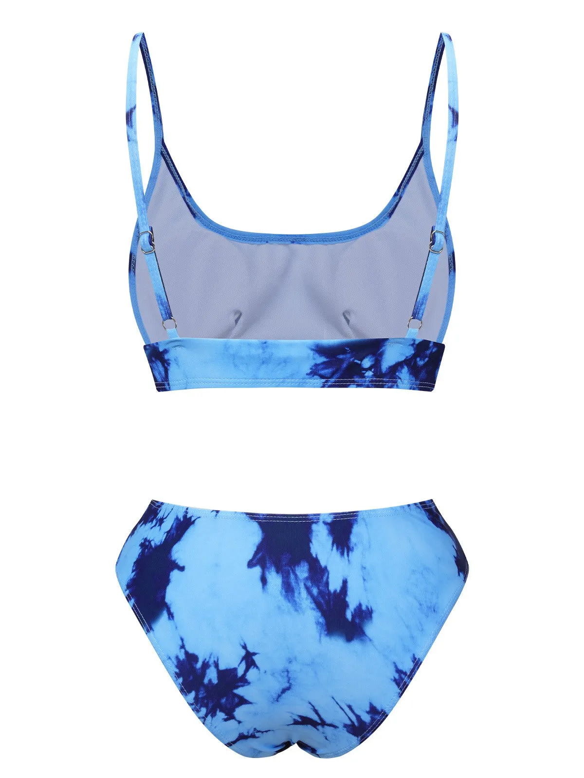 Blue 1950s Tie-Dye Spaghetti Straps Swimsuit sold by Retro Stage product image thumbnail 3