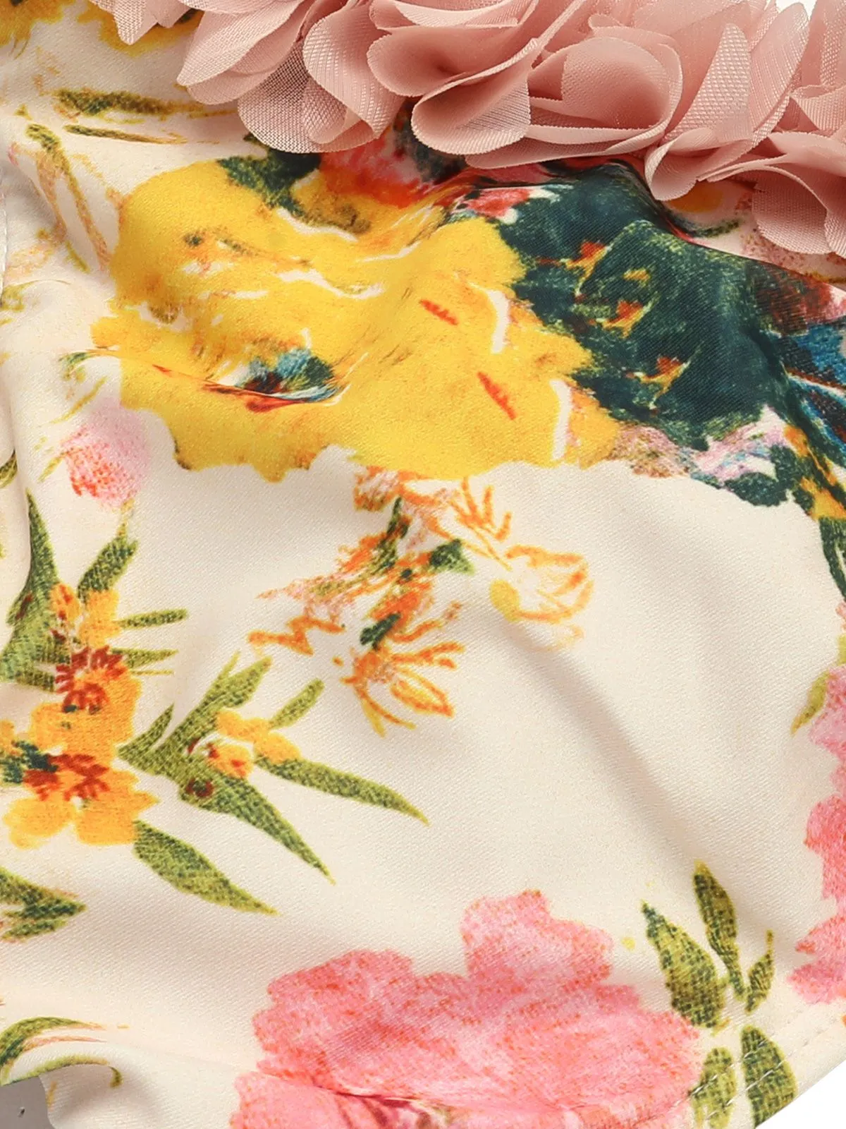 Pink 1950s 3D Lace Floral One-Shoulder Swimsuit sold by Retro Stage product image thumbnail 4