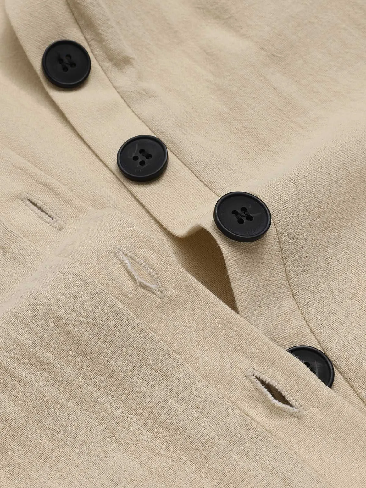 Beige 1940s Pockets Solid Sleeveless Jumpsuit sold by Retro Stage product image thumbnail 5