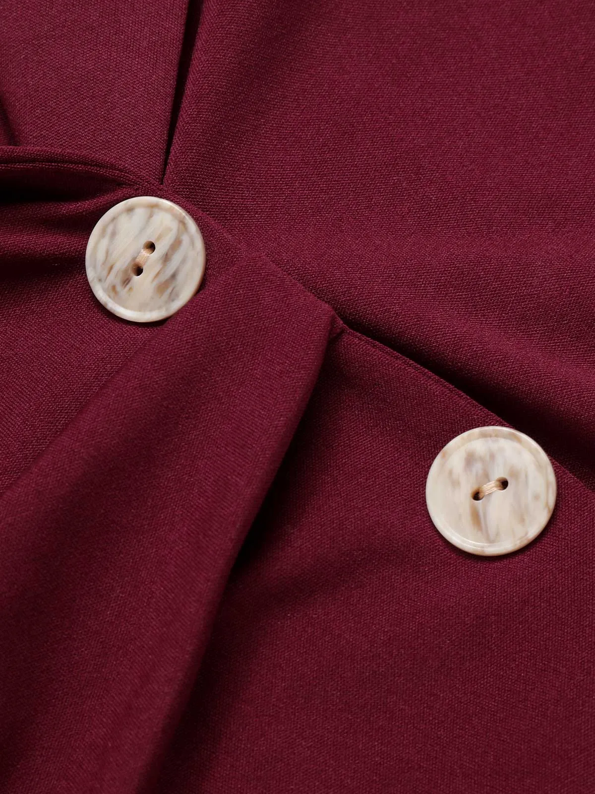 Purplish Red 1940s Solid Long Sleeved Lapel Dress sold by Retro Stage product image thumbnail 5