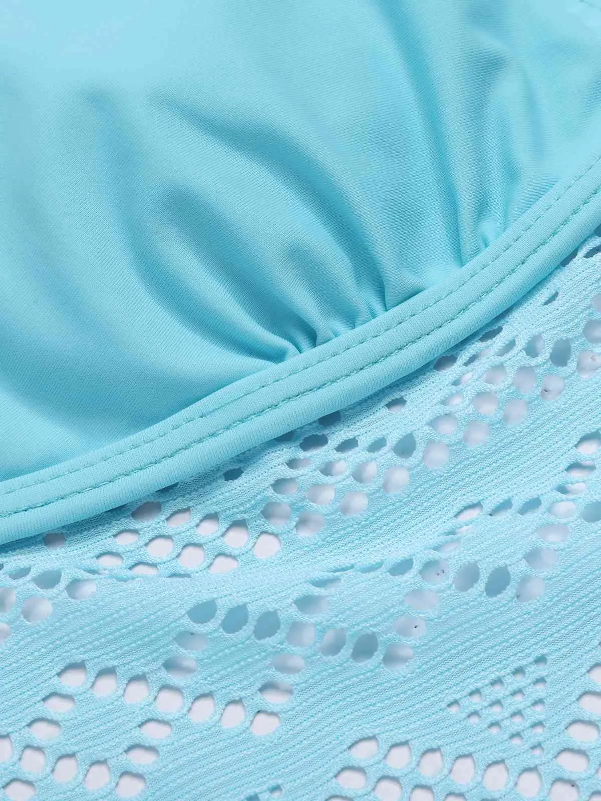 Light Blue 1930s Lace Hollow Halter Swimsuit sold by Retro Stage product image thumbnail 4