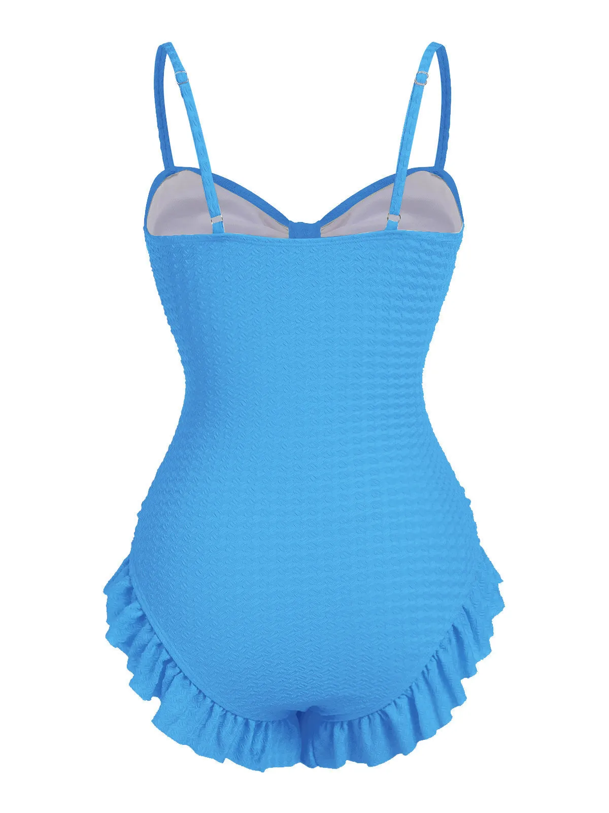Blue 1950s Solid Ruched Swimsuit sold by Retro Stage product image thumbnail 2