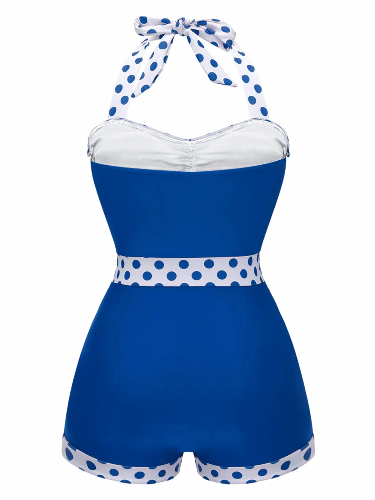 Blue 1940s Halter Patchwork One-piece Swimsuit sold by Retro Stage product image thumbnail 2