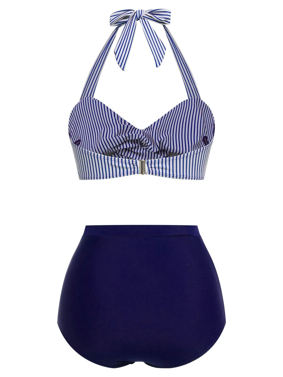 Blue 1940s Striped Halter Swimsuit Set sold by Retro Stage product image thumbnail 2