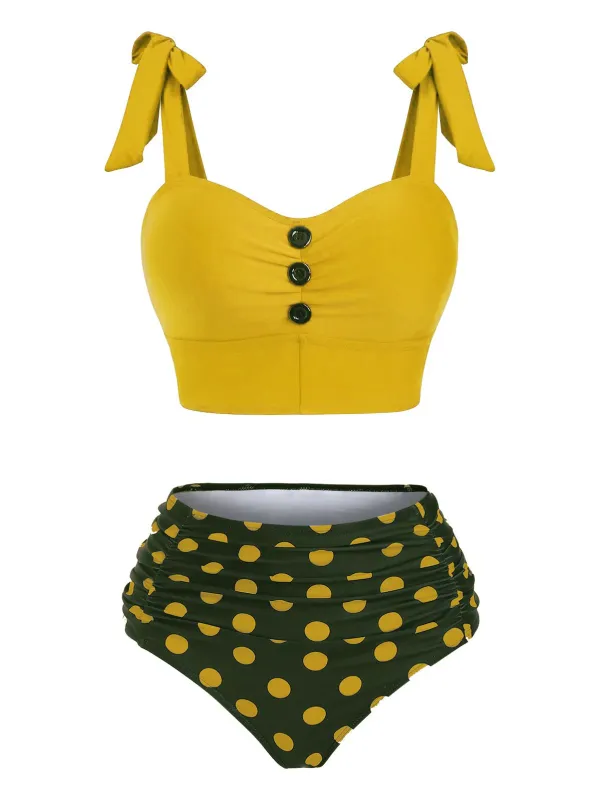 1950s Bowknot Spaghetti Strap Button Bikini sold by Retro Stage