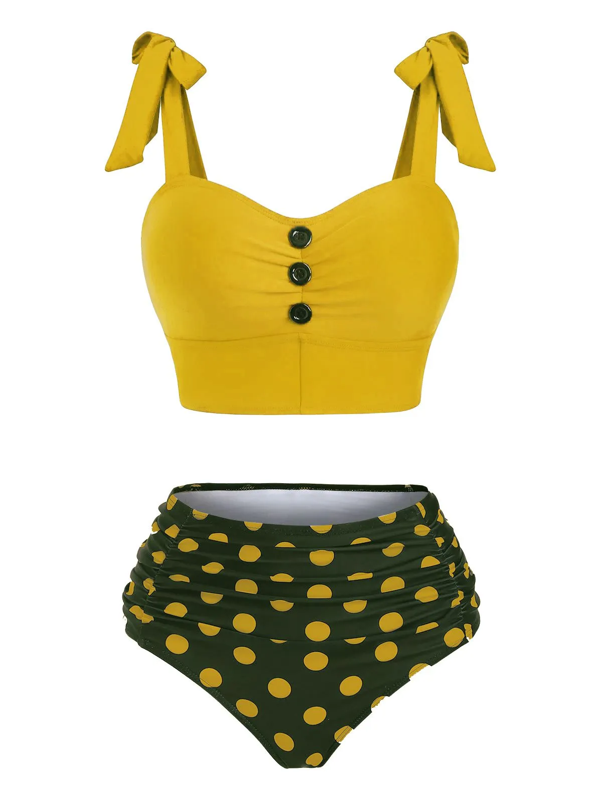 1950s Bowknot Spaghetti Strap Button Bikini sold by Retro Stage